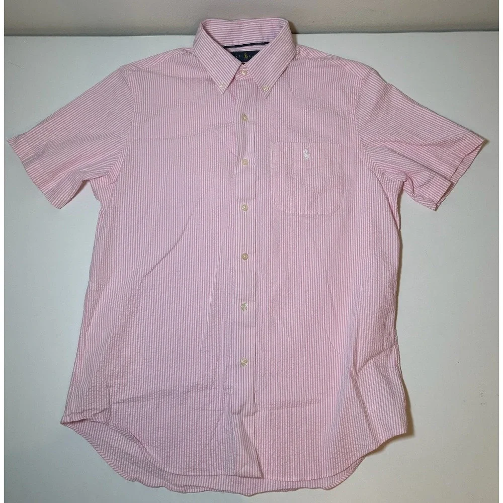 Polo Ralph Lauren Seersucker Performance Button Down Shirt | Pink | Medium